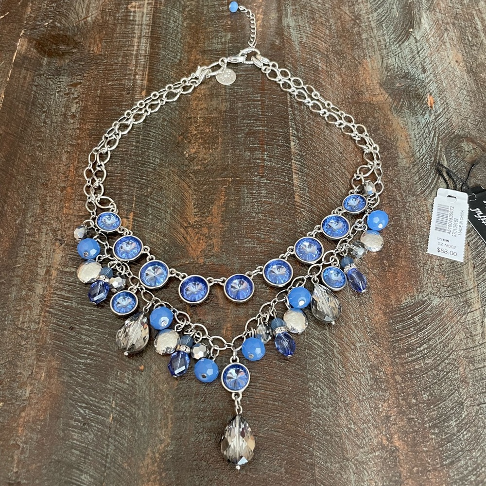 White House | Black Market Fashion Necklace - Silver tone with blue stones